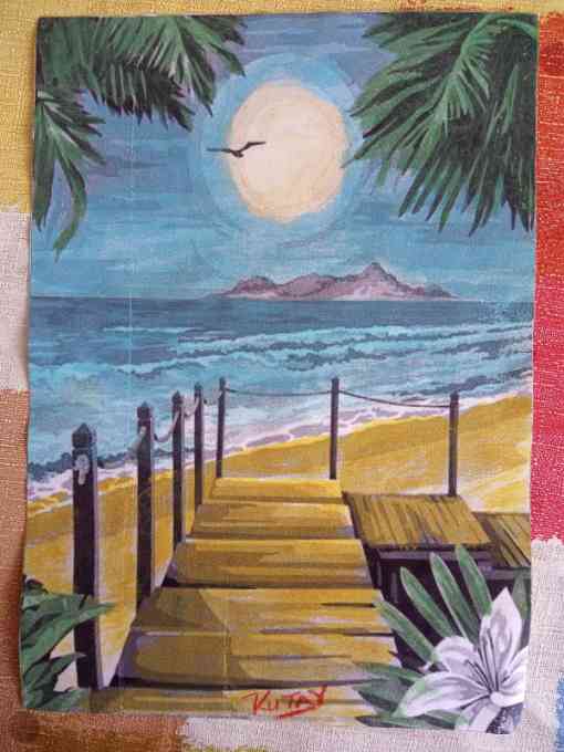 Beach Nature Scene 15 x 20 cm (Paper) Professional Acrylic painting