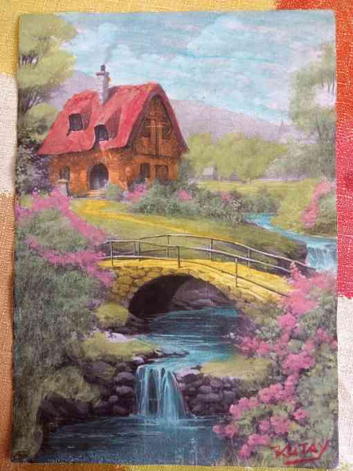 Village House Nature Scene 15 x 20 cm (Paper) Professional Acrylic painting