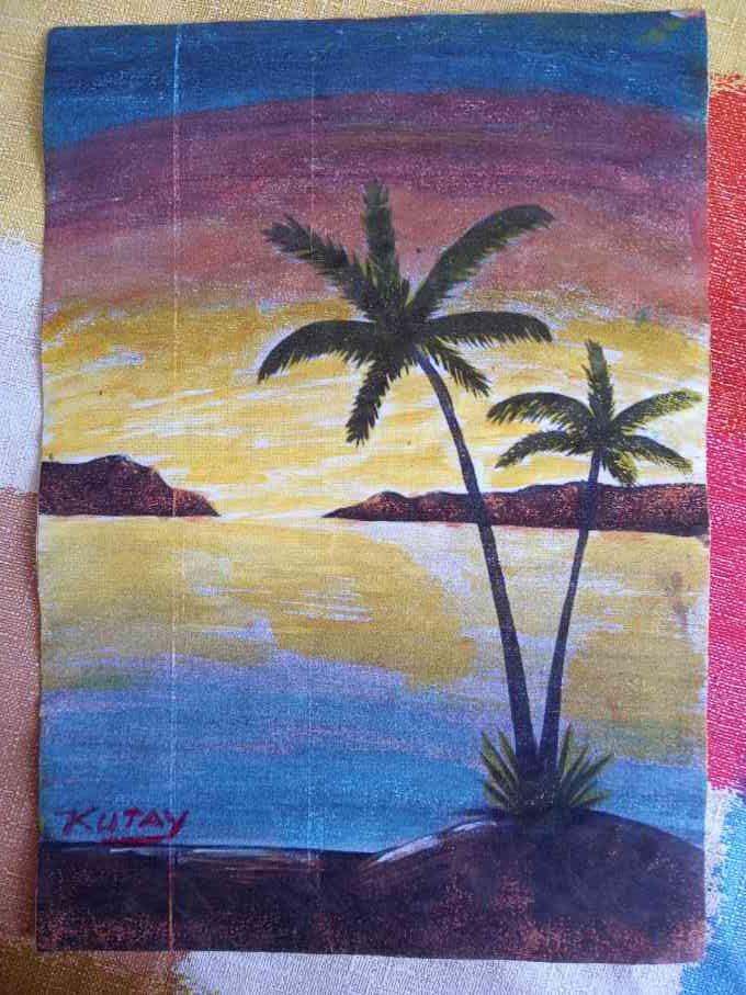 Sea Nature Scene 15 x 20 cm (Paper) Professional Acrylic painting