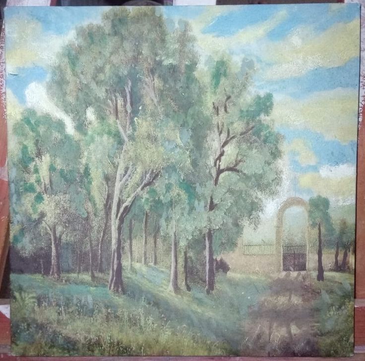 Huge Green Trees, Nature Acyrylic Painting Table (on Cloth Canvas)