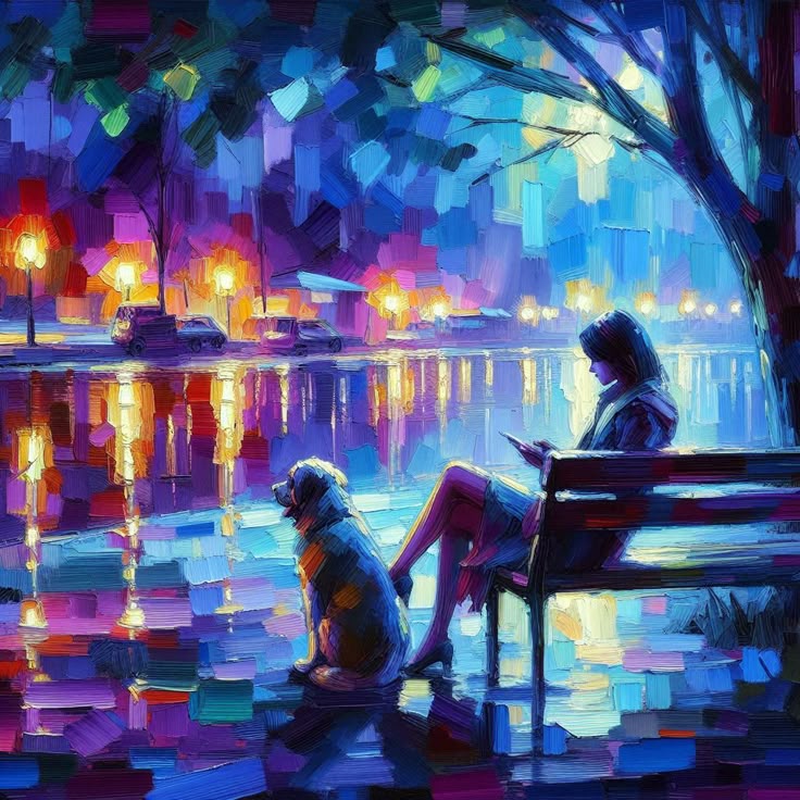 Relax in The Park Modern Acrylic Painting