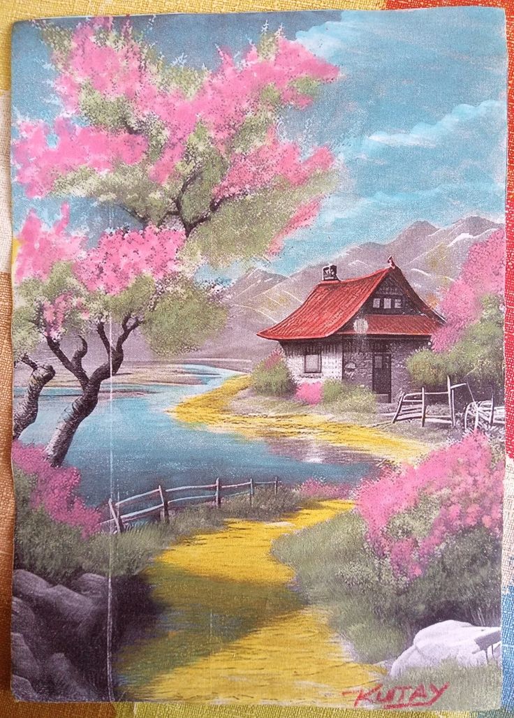Sweet Home Near Lake – Professional Acrylic Painting