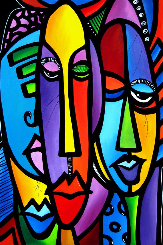 Abstract Painting Original Modern LARGE Canvas Wall Art Hearts