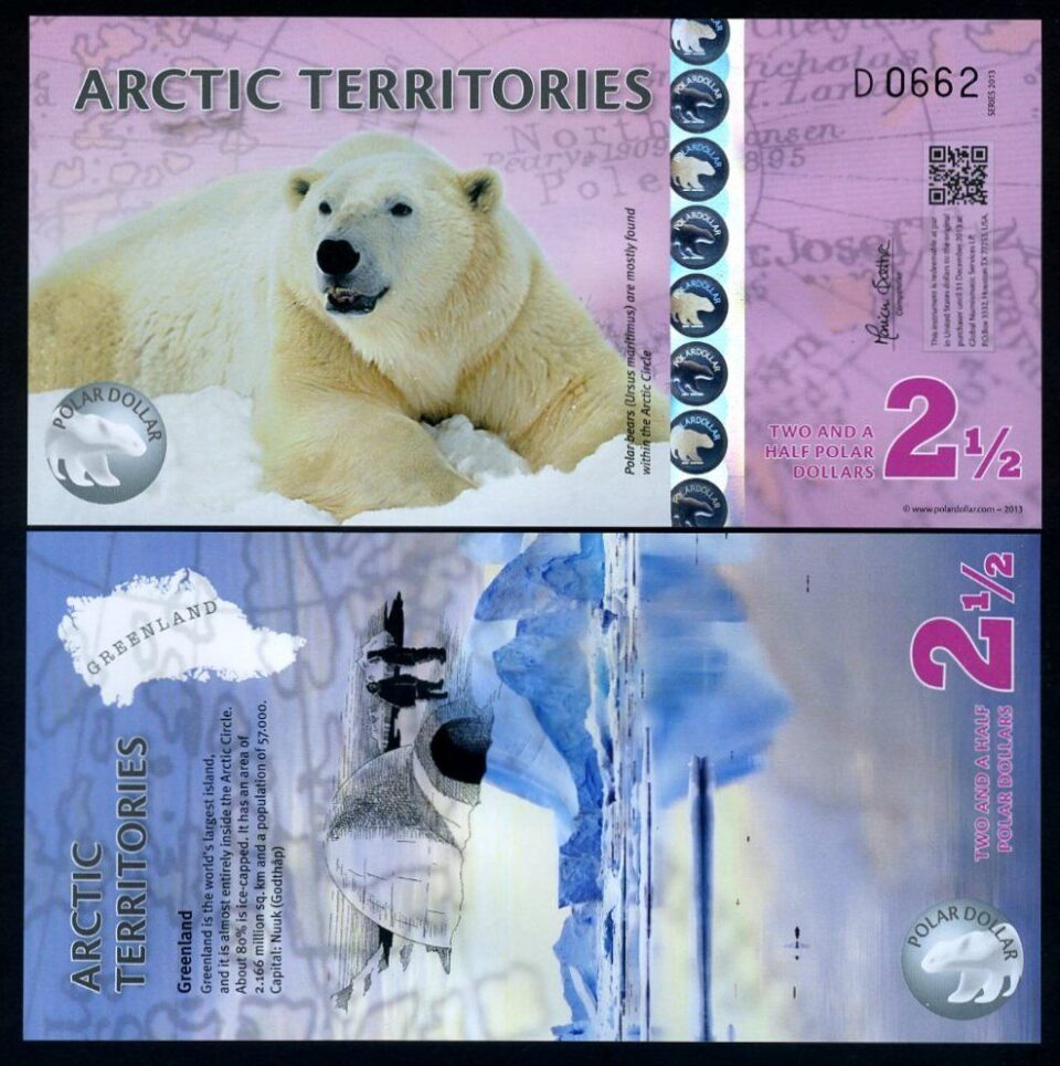 Arctic Territories, 2,5 Dollar, Polar Bear Banknote BUY